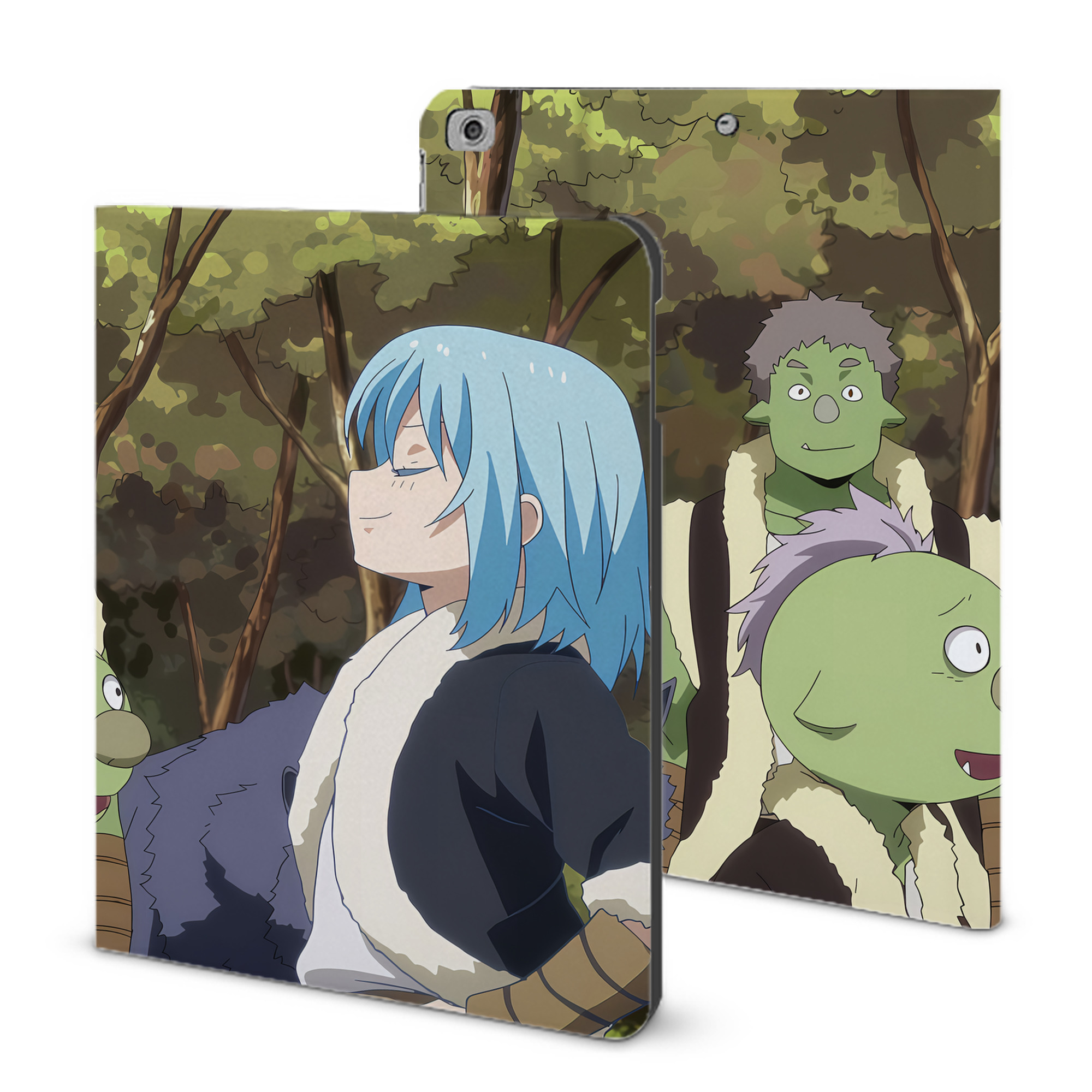 （画像用） 転スラ Regarding Reincarnated to Slime IPad ケース ブック型 PUレザー TPU 耐衝撃 軽量 薄型 ペン収納なし 全面保護 IPad 各モデル対応